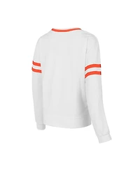 Concepts Sport Women's White Clemson Tigers Borough French Terry Arch Over Long Sleeve Top