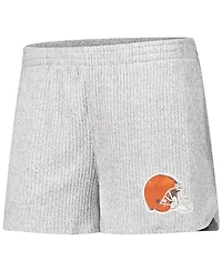 Concepts Sport Women's Gray Cleveland Browns Juniper Long Sleeve Hoodie Top and Shorts Set
