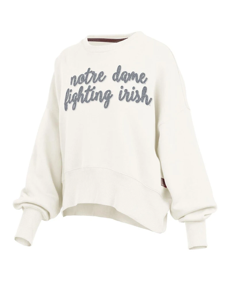 Pressbox Women's Cream Notre Dame Fighting Irish Oversized Chelsea Waist Length Pullover Sweatshirt