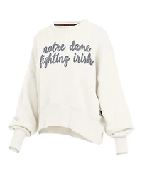 Pressbox Women's Cream Notre Dame Fighting Irish Oversized Chelsea Waist Length Pullover Sweatshirt