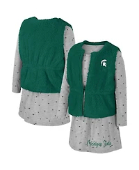 Colosseum Girls Toddler Green Michigan State Spartans Meowing Vest Dress Set
