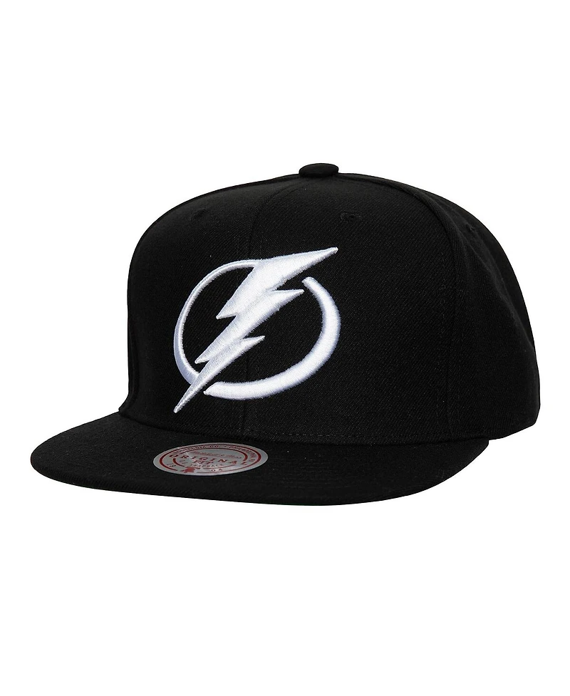 Mitchell & Ness Men's Black Tampa Bay Lightning Core Top Spot Snapback Hat