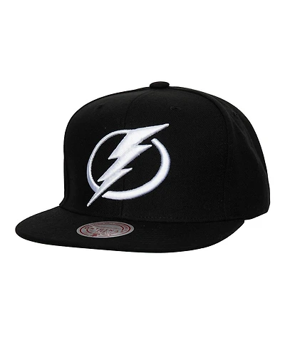 Mitchell & Ness Men's Black Tampa Bay Lightning Core Top Spot Snapback Hat