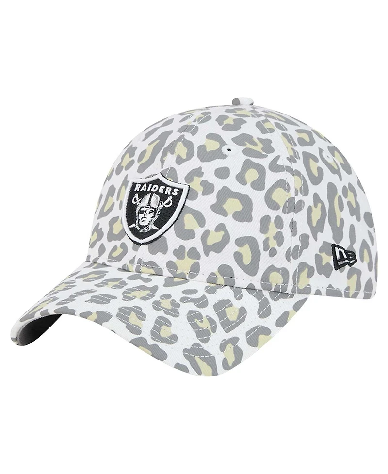 New Era Big Girls White Las Vegas Raiders Active Leopard 9TWENTY Adjustable Hat