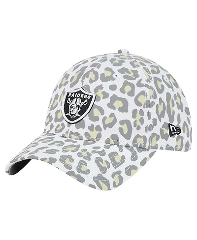 New Era Big Girls White Las Vegas Raiders Active Leopard 9TWENTY Adjustable Hat