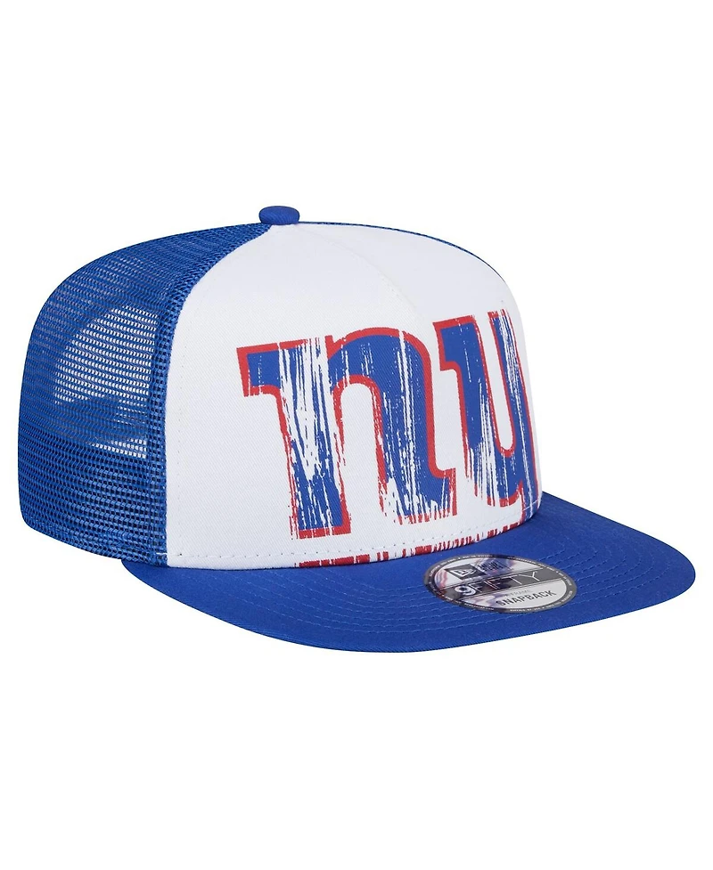 New Era Big Boys and Girls White/Royal New York Giants Distressed 9FIFTY A-Frame Snapback Hat