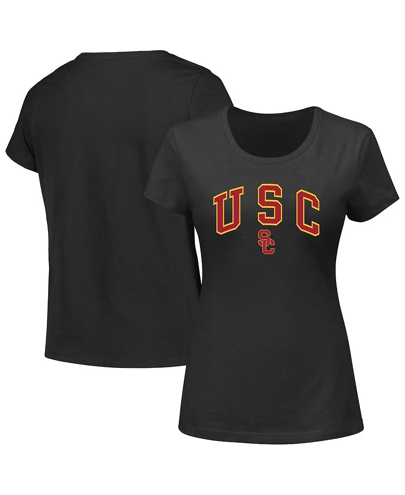 Profile Women's Black Usc Trojans Plus Arch Over Logo Scoop Neck T-Shirt