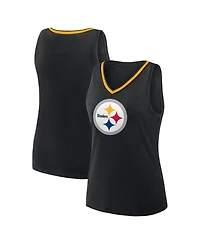 Logo Athletic Women's Black Pittsburgh Steelers Plus Stellar Win V-Neck Tank Top