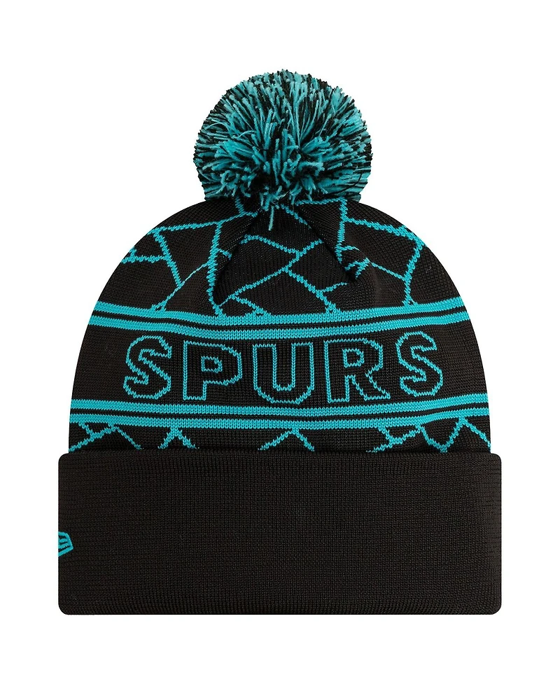 New Era Men's Black Tottenham Hotspur Sport Cuffed Knit with Pom Hat
