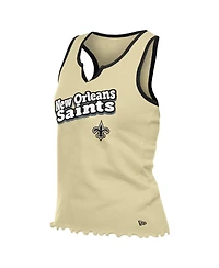 New Era Women's Gold Orleans Saints Lettuce Hem Notch Neck Tri-Blend Tank Top