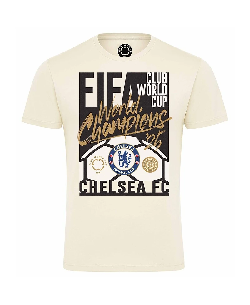 Sportiqe Men's and Women's Natural Chelsea 2025 Fifa Club World Cup Champions T-Shirt