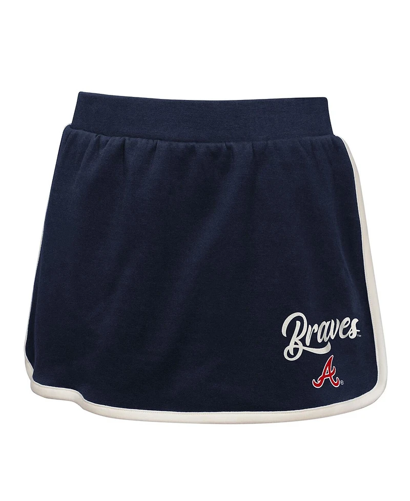 Outerstuff Big Girls Navy Atlanta Braves Base Trainer Johnny Polo Shirt and Skort Set