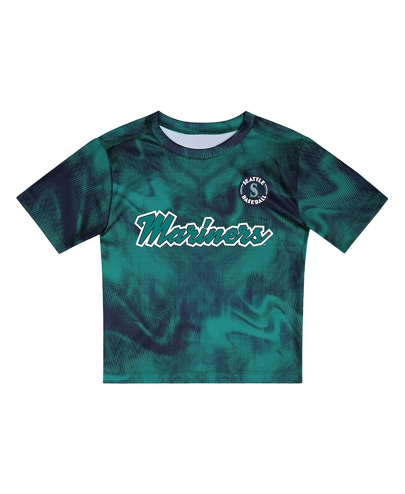 Outerstuff Toddler Teal/Navy Seattle Mariners Pinch Hitter Infielder T-Shirt and Shorts Set