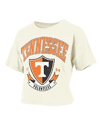 Pressbox Women's Cream Tennessee Volunteers Buckler Vintage Cropped T-Shirt