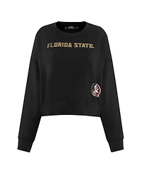 Pro Standard Women's Black Florida State Seminoles Sequin Boxy Cropped Pullover Sweatshirt