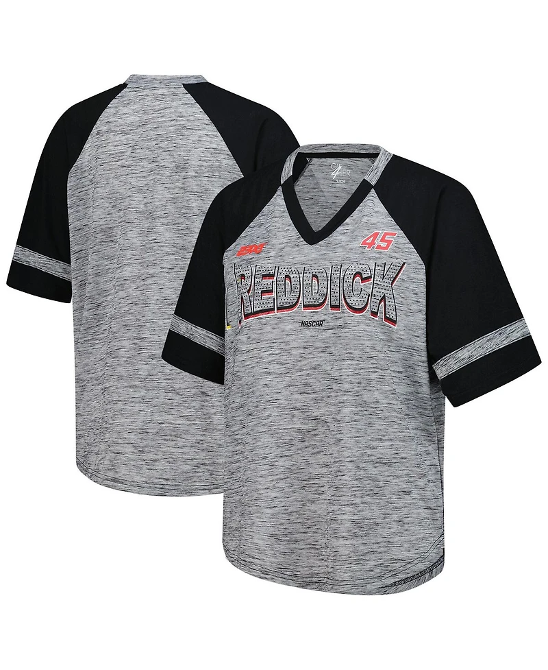 G-iii 4Her by Carl Banks Women's Heather Gray Tyler Reddick Hall of Fame Oversized Raglan V-Neck T-Shirt