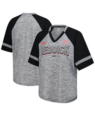 G-iii 4Her by Carl Banks Women's Heather Gray Tyler Reddick Hall of Fame Oversized Raglan V-Neck T-Shirt