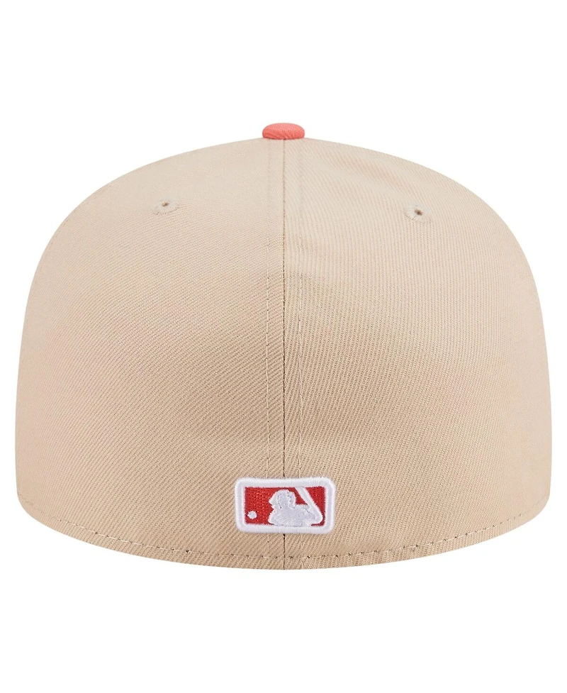 New Era Men's Light Beige/Coral Seattle Mariners Two-Tone Color Pack A-Frame 59FIFTY Fitted Hat