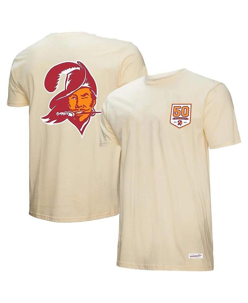 Mitchell & Ness Men's Cream Tampa Bay Buccaneers 50th Season Pirate Patch T-Shirt