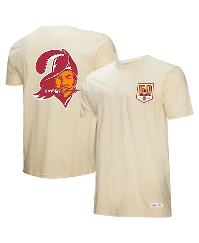 Mitchell & Ness Men's Cream Tampa Bay Buccaneers 50th Season Pirate Patch T-Shirt