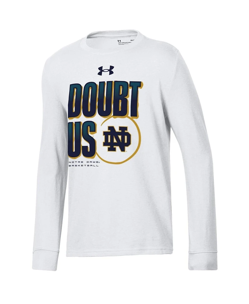 Under Armour Big Boys and Girls White Notre Dame Fighting Irish March Madness Unity Long Sleeve T-Shirt