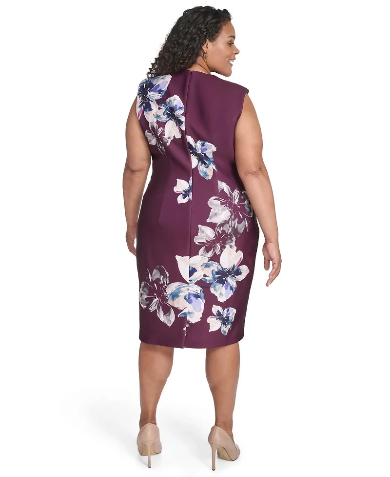 Calvin Klein Plus Printed Scuba Sheath Dress