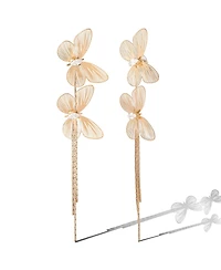Jessica Simpson Long Butterfly Drop Earrings in Shimmering Gold-Tone