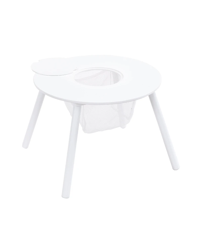 Jujabu 5-Piece White Wood Children's Panel Table with 4 Chairs, Suitable for kids