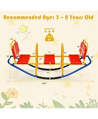 Akiudex 3-Seater Kids Teeter Totter with Backrest and Handrails for Ages 3–8