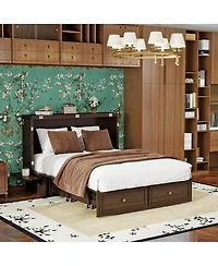 Livelylodge Murphy Bed Cabinet with Drawer Includes Storage Cabinet, Suit for Home Office, with Charging and Usb Port, Warm White Twin Murphy Bed Cabi
