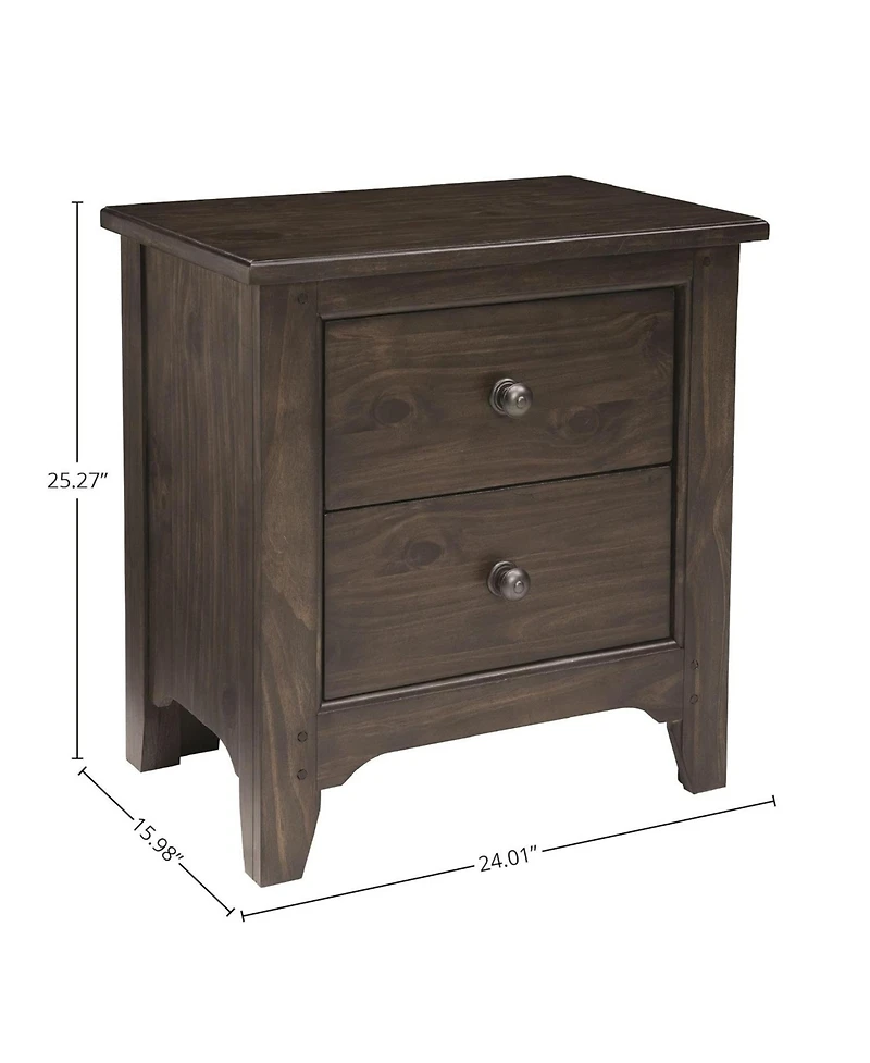 Westwood Design Taylor 2-Drawer Farmhouse Wood Nightstand in River Rock Brown