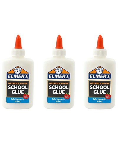 Elmer's Liquid School Glue, Washable, Great for Making Slime, 4 Ounces, Pack of 3