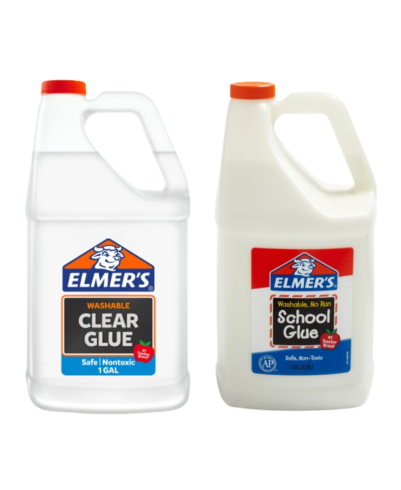Elmer's School Glue Combo Pack: 1 Gallon Clear Glue & 1 Gallon White Glue Washable, Safe, and Non-Toxic for Classroom and Craft Use