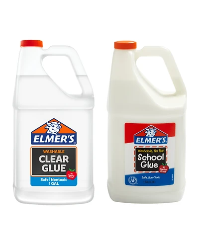 Elmer's School Glue Combo Pack: 1 Gallon Clear Glue & 1 Gallon White Glue Washable, Safe, and Non-Toxic for Classroom and Craft Use