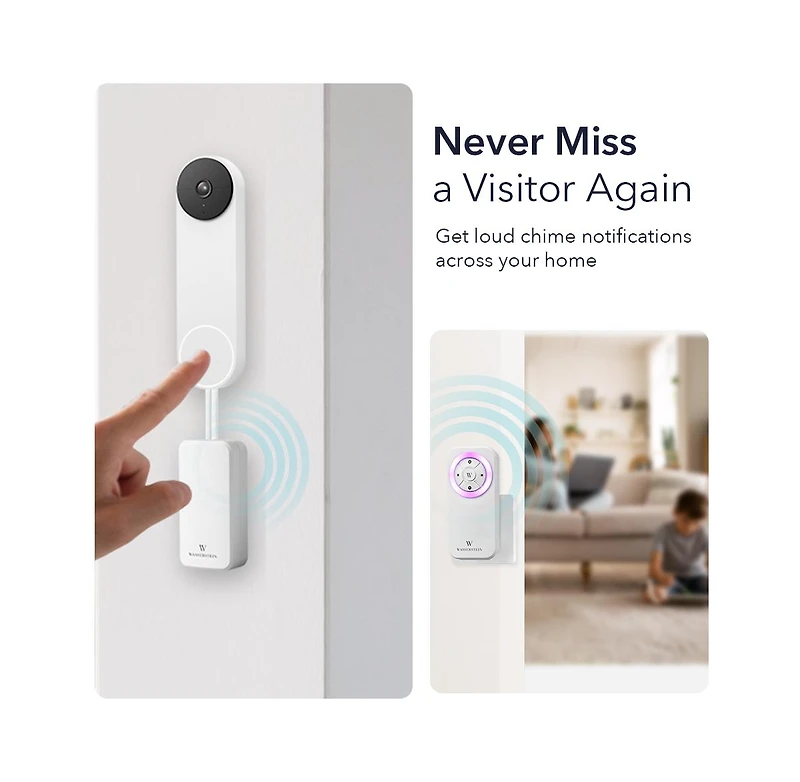 Wasserstein Doorbell Chime for Google Nest Doorbell (Wired, 2nd Gen) - Nest Doorbell Chime with Wired Transmitter (White)