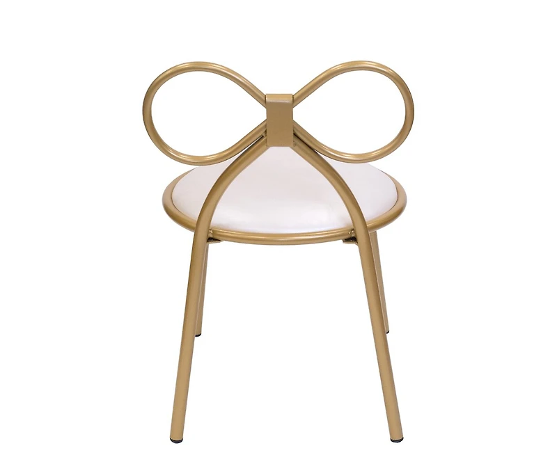 Csp Set Of 4 Metal Kids Bow Chair With Gold Vinyl Seat Cushion