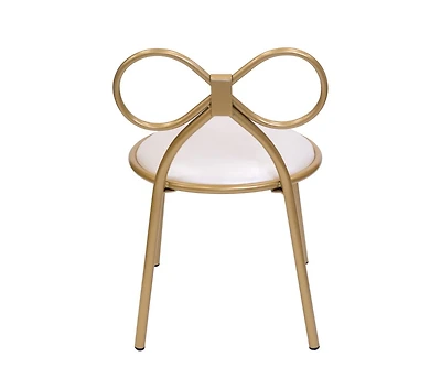 Csp Set Of 4 Metal Kids Bow Chair With Gold Vinyl Seat Cushion