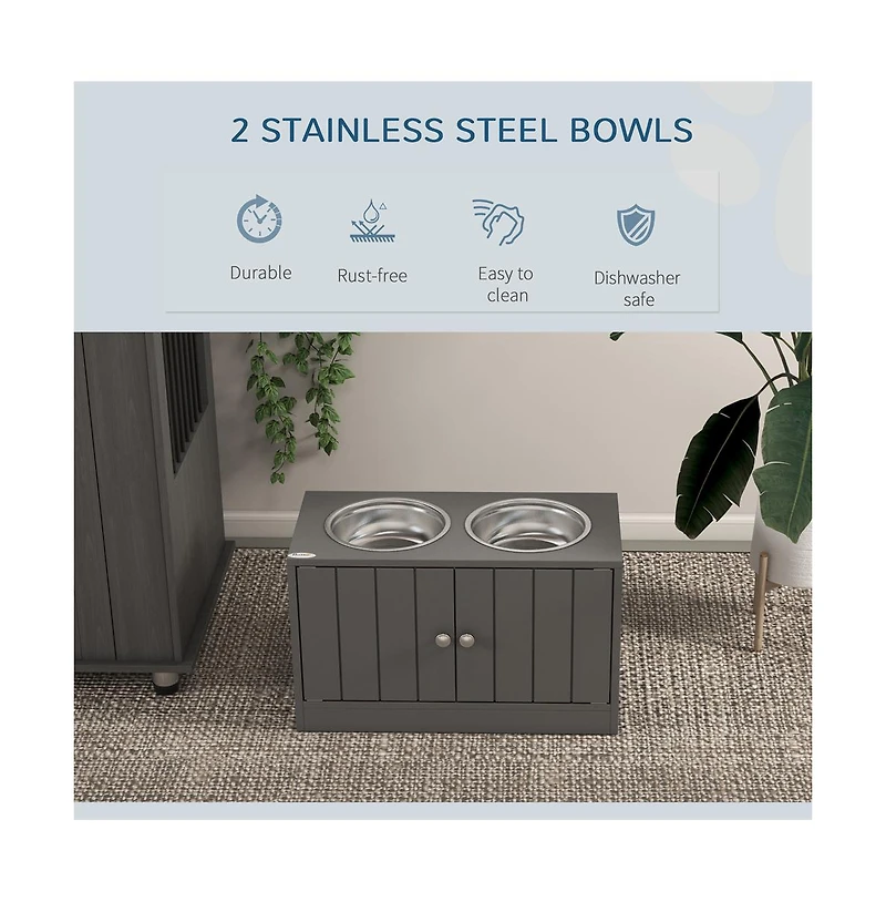 Aostirmotor 44in-l Elevated Dog Bowls Storage Cabinet Raised Dog Bowl Stand Feeding Station