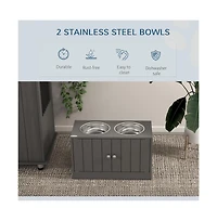 Aostirmotor 44in-l Elevated Dog Bowls Storage Cabinet Raised Dog Bowl Stand Feeding Station