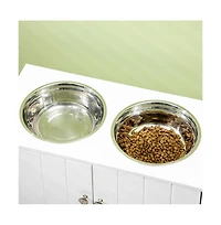 Aostirmotor 44in-l White Elevated Dog Bowls Storage Cabinet Raised Dog Bowl Stand Feeding Station
