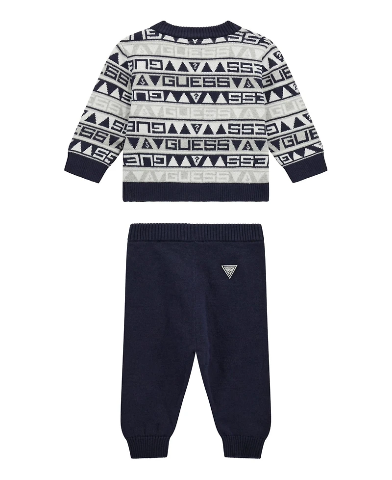 Guess Baby Boys 2-Piece Long Sleeve Crew Neck Sweater and Pant Set