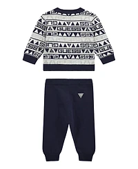 Guess Baby Boys 2-Piece Long Sleeve Crew Neck Sweater and Pant Set