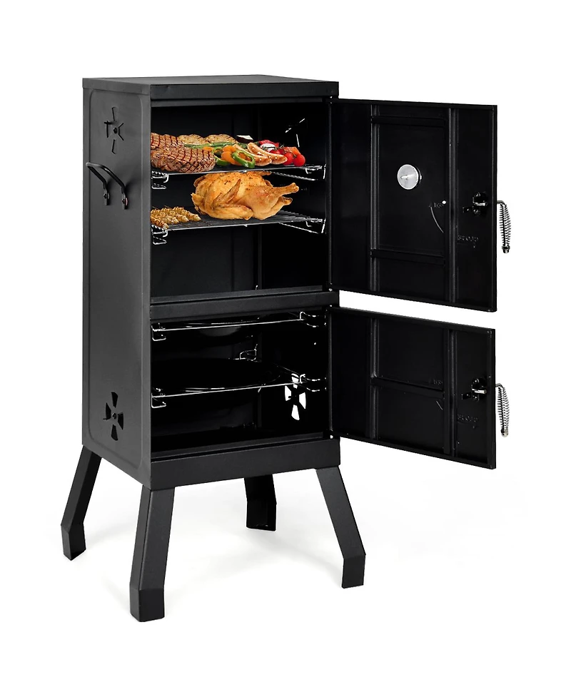 Costway Vertical Charcoal Smoker Bbq Barbecue Grill w/ Temperature Gauge Outdoor