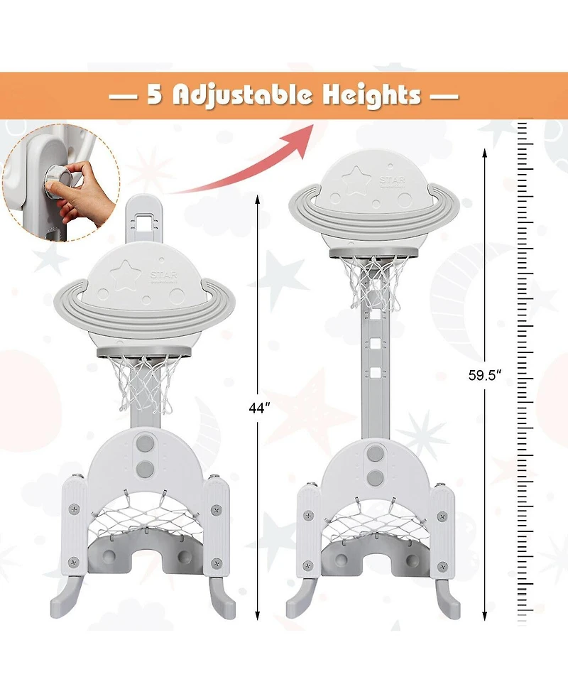 Akiudex 3 in 1 Adjustable Kids Basketball Hoop with Soccer and Golf Game