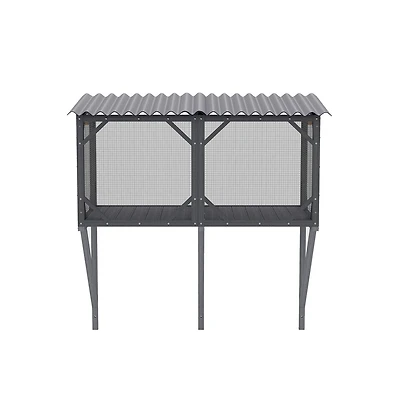 Aostirmotor 43.3 in. Outdoor Cat Enclosure with Bug Proof Net for Sunbathing, Napping and Viewing, Window Perch in Gray