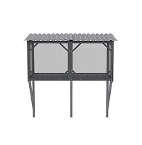 Aostirmotor 43.3 in. Outdoor Cat Enclosure with Bug Proof Net for Sunbathing, Napping and Viewing, Window Perch in Gray