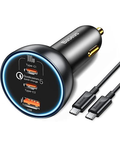 Baseus 160W Usb C Car Charger, Baseus Type C Car Charger, QC5.0 PD3.0 Pps 3 Ports Super Fast Charging Car Phone Charger Adapter
