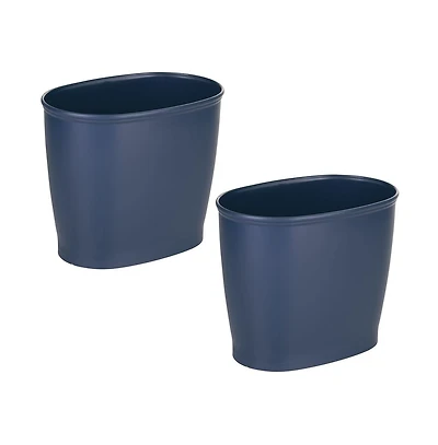 iDesign Small Oval Plastic Bathroom Trash Can, Set of 2