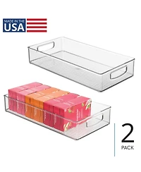 iDesign Stackable Pantry Storage Bin with Handles, Set of 2, Clear, Made in Usa