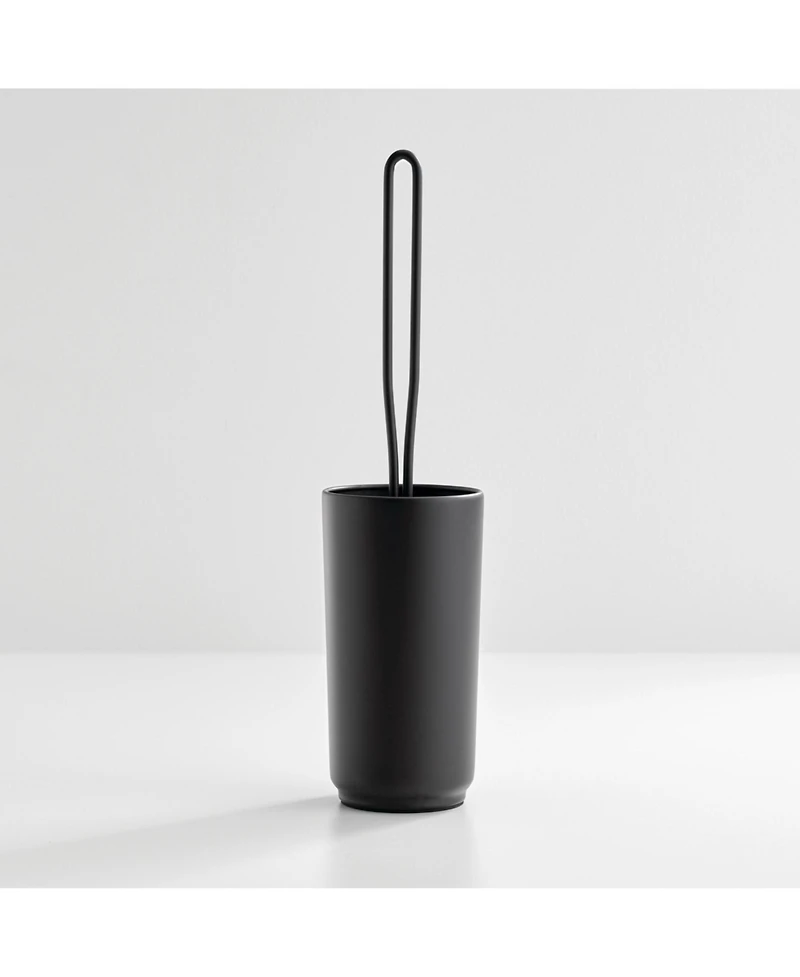 iDesign Stainless Steel Toilet Brush and Holder for Bathroom - Matte Black